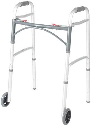 2-Button Folding Walker with Wheels
